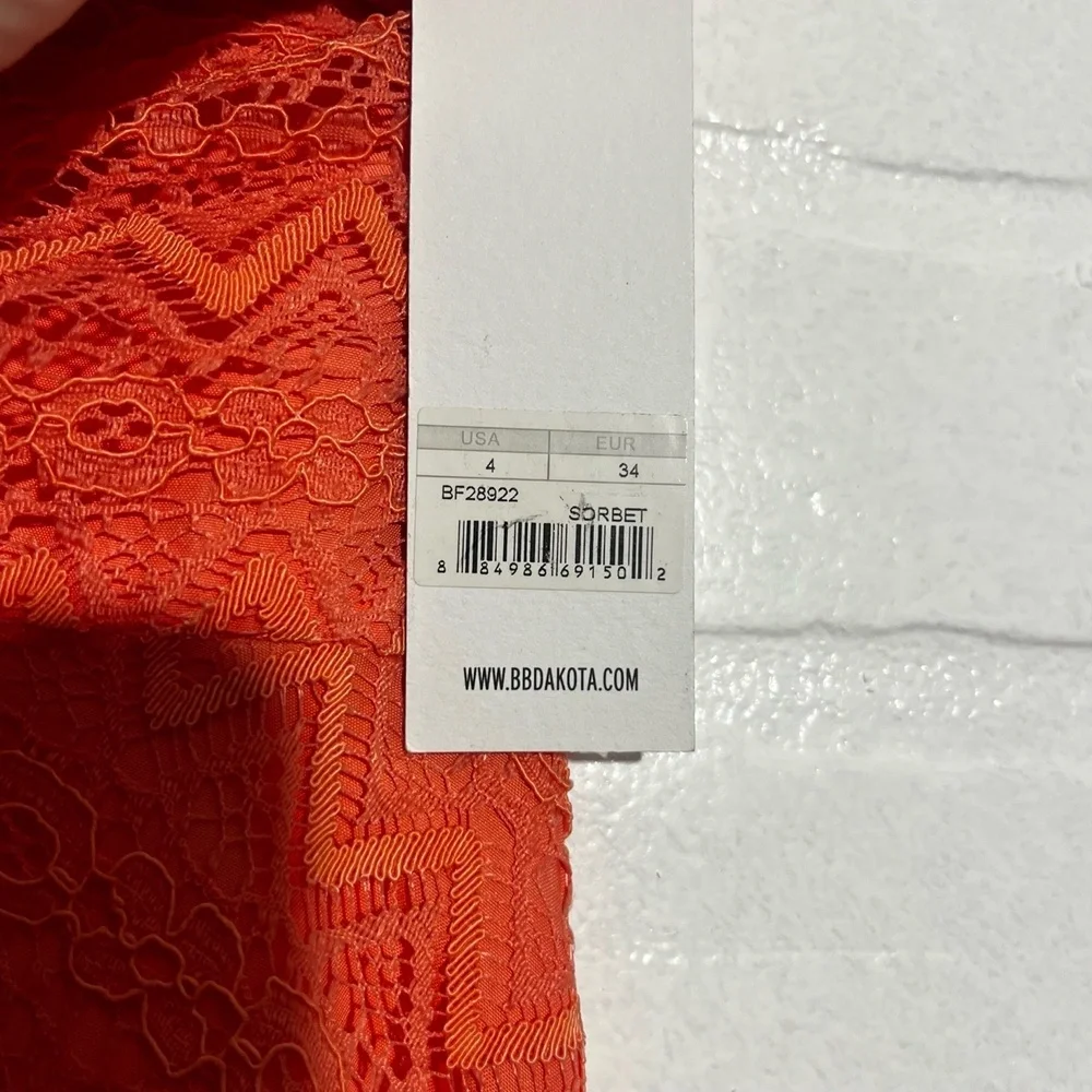 BB Dakota Womens Dress Renley Lace Fit Flare Dress Size 4 Coral Sleeveless NWT - Picture 8 of 14